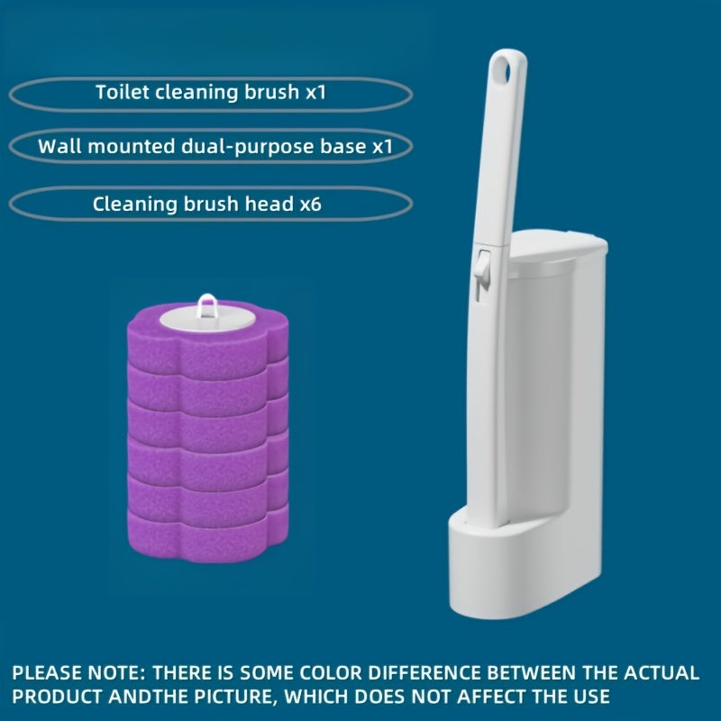 7pcs Set/19pcs Set Disposable Bathroom Toilet Cleaning Brush Set, with Stand And Replacement Head, Beautiful Design, Easy to Install, Fixed Position, Enjoy A Convenient And Efficient Cleaning Experience