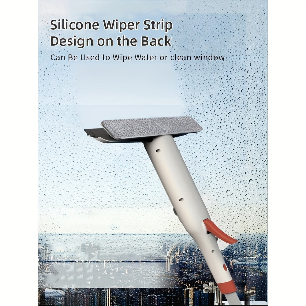 [3-in-1 Glass Cleaning] 3-in-1 Glass Cleaning Kit - Durable Metal Pole, Scraper Included - Ideal for High Windows, Shower Doors & Car Windshields - Essential Home Cleaning Tool