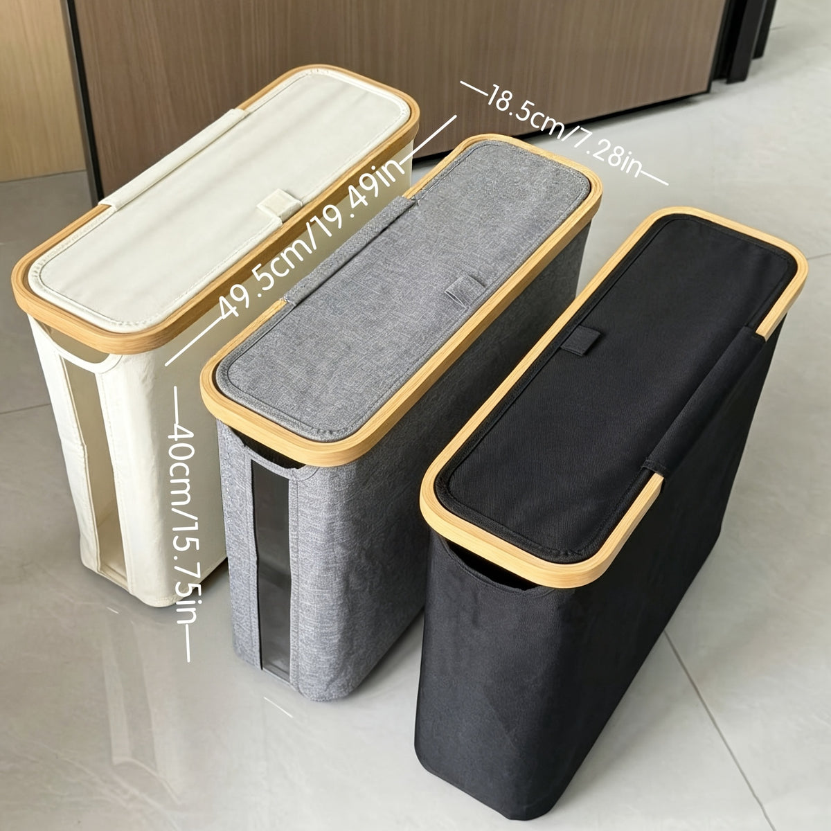 Large Capacity Bamboo Paper Towel Storage Basket | Holds 9-12 Rolls, Dustproof, Beautiful Toilet Paper Storage, 600D Oxford Cloth, Black, Beige, and Gray Colors, Suitable for Modern Fashion Bathroom, Toilet Paper Storage Containers