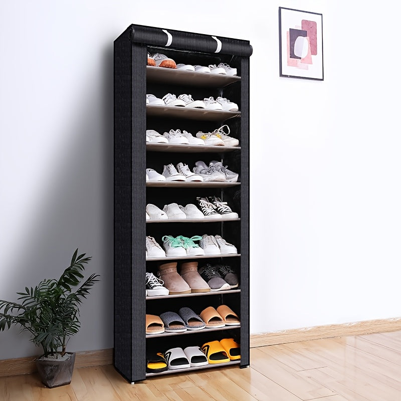 6/10 Tier Portable Shoe Rack Organizer with Nonwoven Fabric Cover, Ideal for Closet, Hallway, Bedroom, And Entryway, Stylish Grey Design