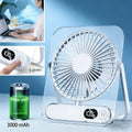Rechargeable USB Desk Fan, 3000mAh Portable Folding Desktop Fan with 5 Speeds, 180 Degree Tilt and Digital Battery Display for Home Office Travel
