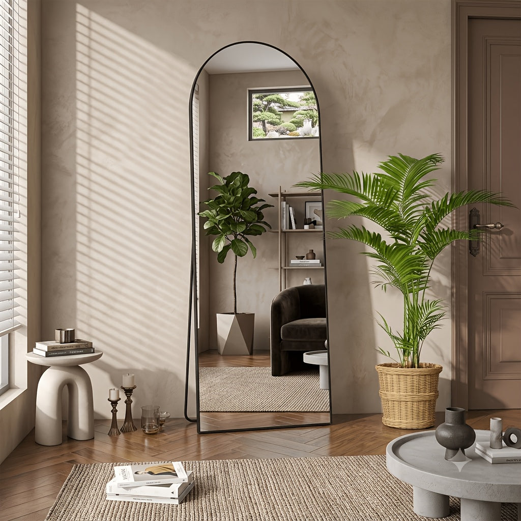 Full Length Floor Mirror, Shatterproof Tempered Glass & Metal Frame, Free Standing or Leaning Dressing Mirror, Circle Vanity Mirrors in Various Sizes Suitable for Home Decor, Bathroom Bedroom Living Room Entryway, Hanging or Leaning