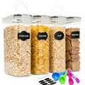 Cereal Storage Containers 4L, 4-Pack Airtight BPA-Free Plastic Pantry Canisters with Flip-Top Lids for Bulk Grains, Rice, Nuts and Kitchen Organization