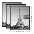 16x20 Picture Frames Set of 3, Lightweight Plastic Slide-In Poster Frames in Black or Golden for Horizontal and Vertical Gallery Wall Displays