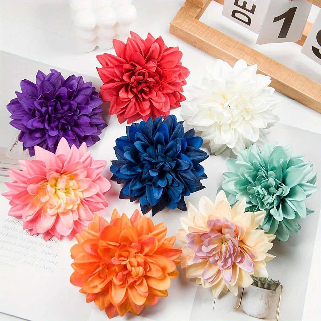 15pcs Bulk Realistic Large 3.5 Inch White Silk Dahlia Flowers Heads - Artificial Dahlia Bouquets for Wedding, Party,, DIY Crafts, Centerpieces - Faux Flower Heads for arrangements