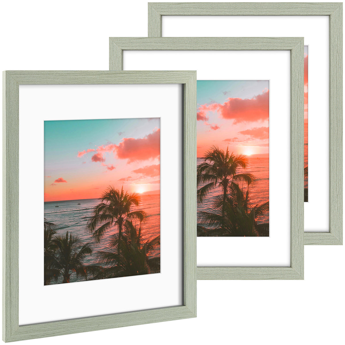 3 Pack 6x8/8x10/9x12/11x14/16x20 Picture Frames Set with Mat or without Mat, Engineered Wood Photo Frames with Plexiglass, for Wall or Tabletop Display - Gallery Wall Frames, Office Home Decor,Poster Frames