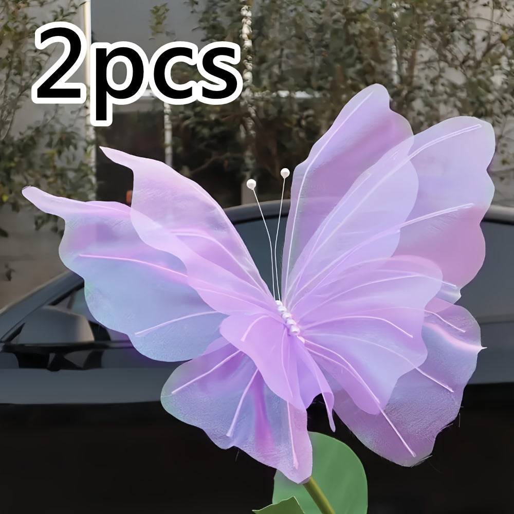 2pcs 3D Butterfly, Artificial Butterfly Wedding Decorations, Featherless, No Electricity Required, for Home, Garden, Bride, Party, All Seasonal Holiday Atmosphere, Home Decor, Outdoor Decor, Family Decor