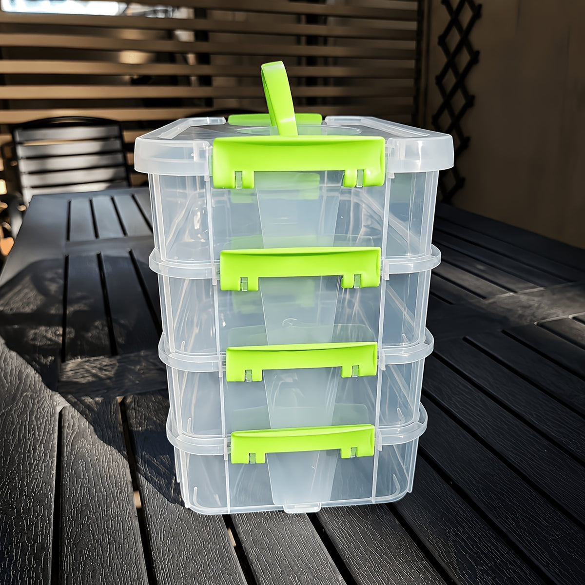 Stackable Large-Capacity Transparent Plastic Storage Box with Lid And Handle. Compartmentalized Drawer Design, Ideal for Hair Additions, Jewelry, And Stationery. Suitable for Home And Office Use, Easy for Neat Storage