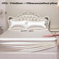 Satin Bedding Set with Fitted Sheet and Pillowcases, Smooth Machine Washable Bed Linen in Six Colors for Twin Full Queen and King Bedrooms