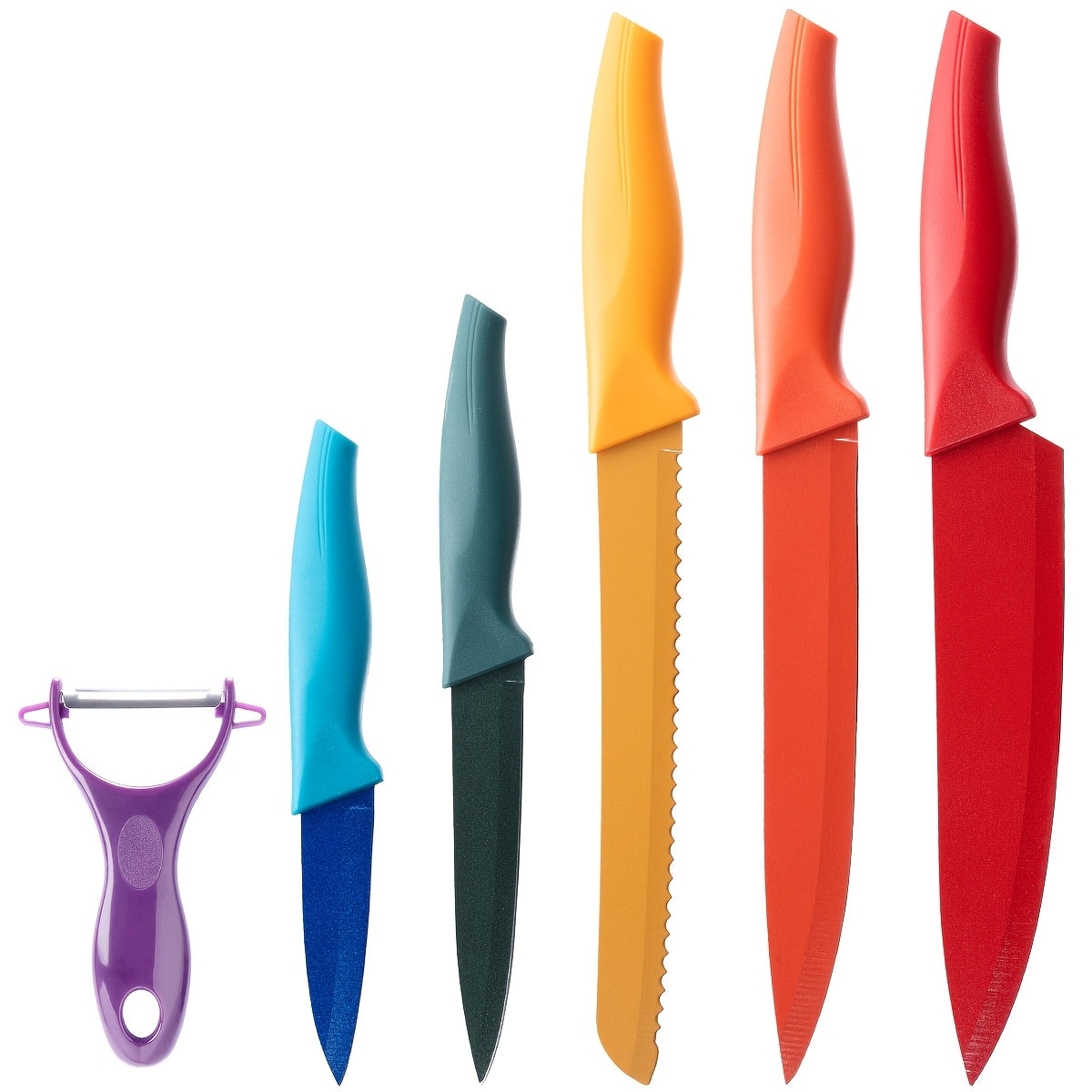 6pcs High-carbon Stainless Steel Sharp Kitchen Knife Set, Kitchen Knife Set And Block Chef Knife, Bread Knife, Scissors, Sharpening Knife, Kitchen Essentials, Dishwasher Safety, Anti-slip Handle, Best Gift for Halloween And Christmas