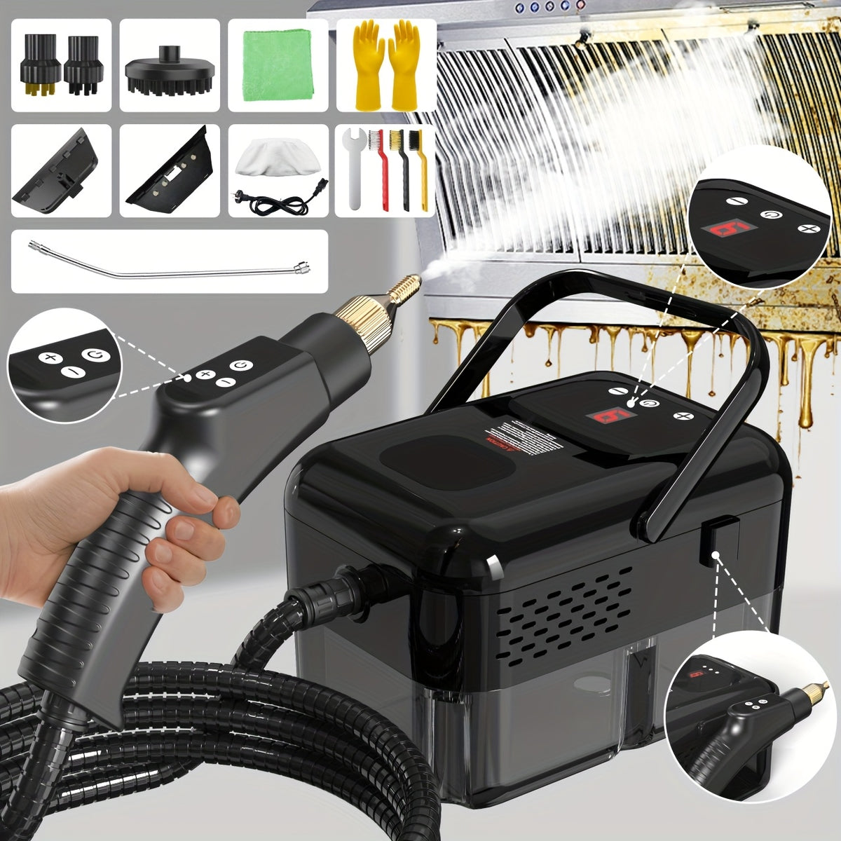 High-pressure Steam Cleaner, Handheld Steam Cleaner for Household Use, Suitable for Kitchen Grease, Sofas, Small Air Conditioners, and Washing Machines