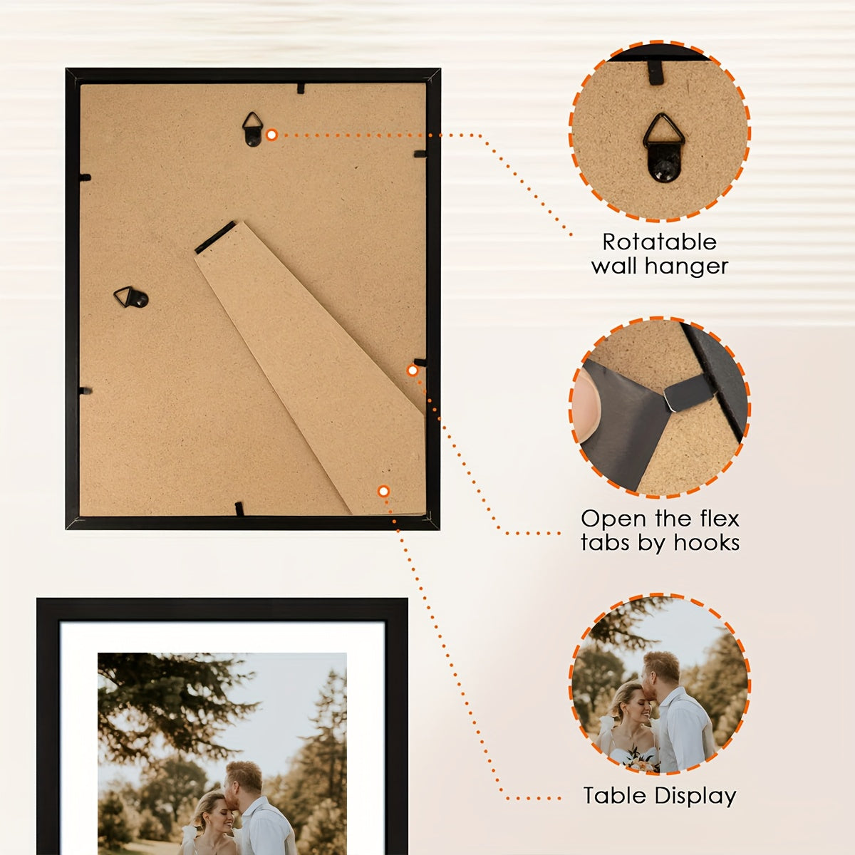 3pcs 12X16/11X14/8X10 Photo Frame, Black Classic Photo Frames, Old Wood And Black Photo Frames, Home Wall Decoration Photo Frames, Large-Sized Artistic Poster Frames, Desktop Display Photo Frames, Exquisite Gifts