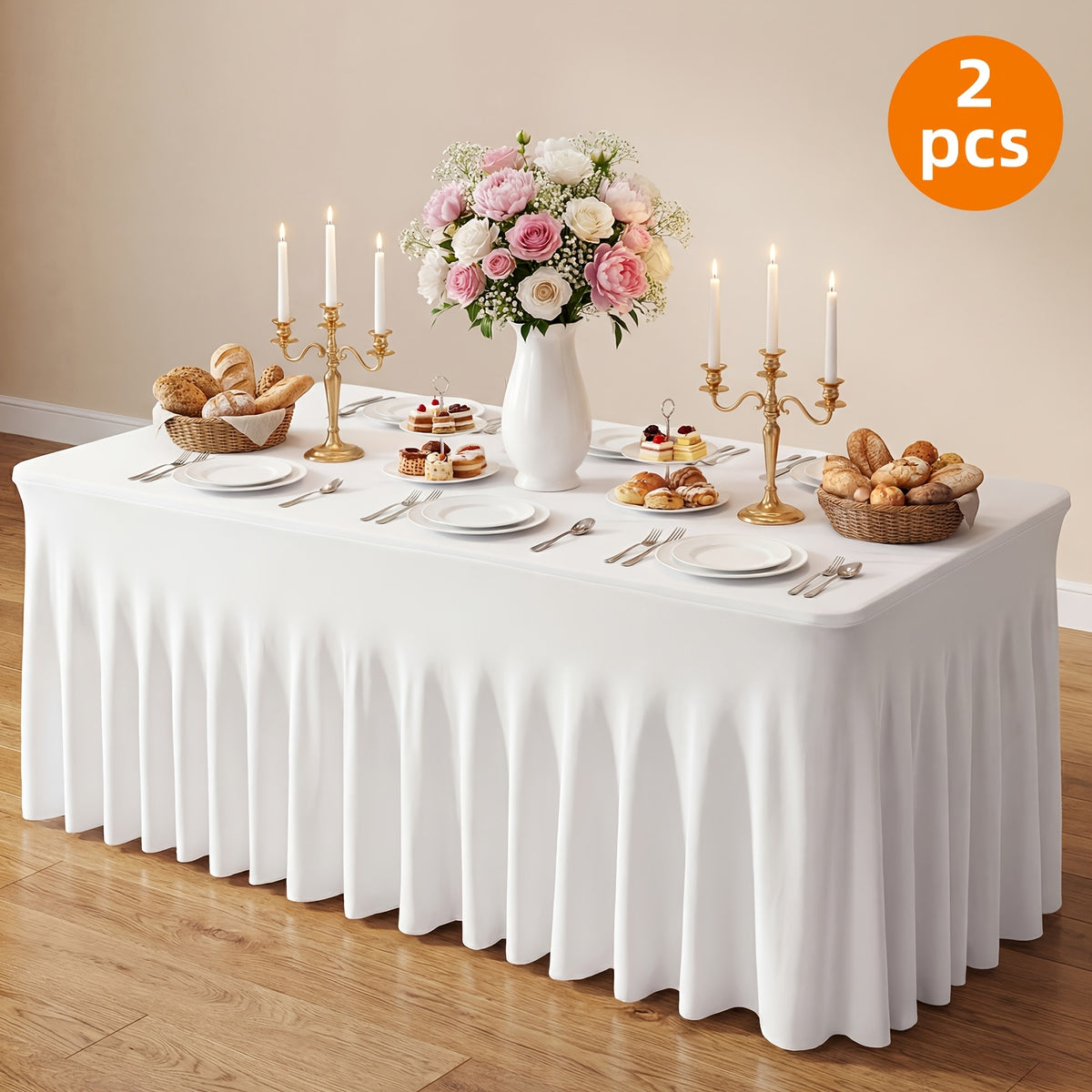 1pc/2pcs/4pcs Table Skirts, 4Ft/6Ft Table Cloth, Black/White Table Cloth Rectangle, for Rectangle Tables, Table Skirts for Rectangle Tables, Tulle Table Skirt, for Birthday, Graduation Ceremonies, Family Dinners, And Christmas