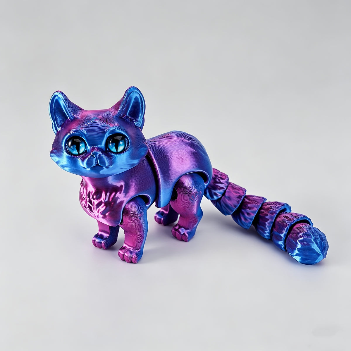 Articulated Cat Figurines Set of 6, Random Color 3D Printed Cats with Poseable Joints for Desktop Displays, Shelf Decor and Cat Lover Gifts