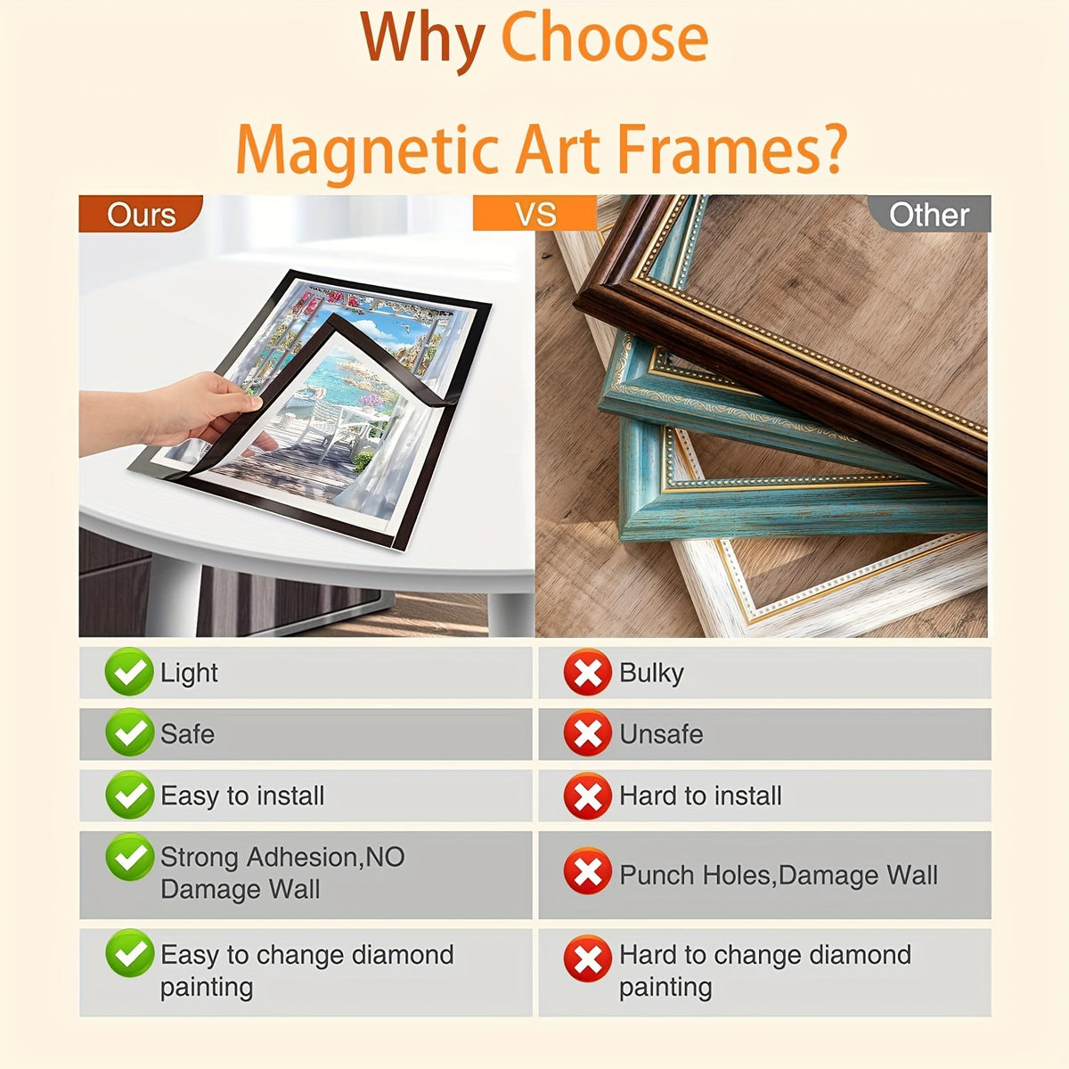 Set of 10 Diamond-Shaped Magnetic Art Frames Measuring 12X16 Inches - Self-Adhesive And Made of Lightweight PVC, Ideal for Displaying Pictures on Walls And Windows - Great for Photos, Posters, And More, Perfect for The Holiday Season