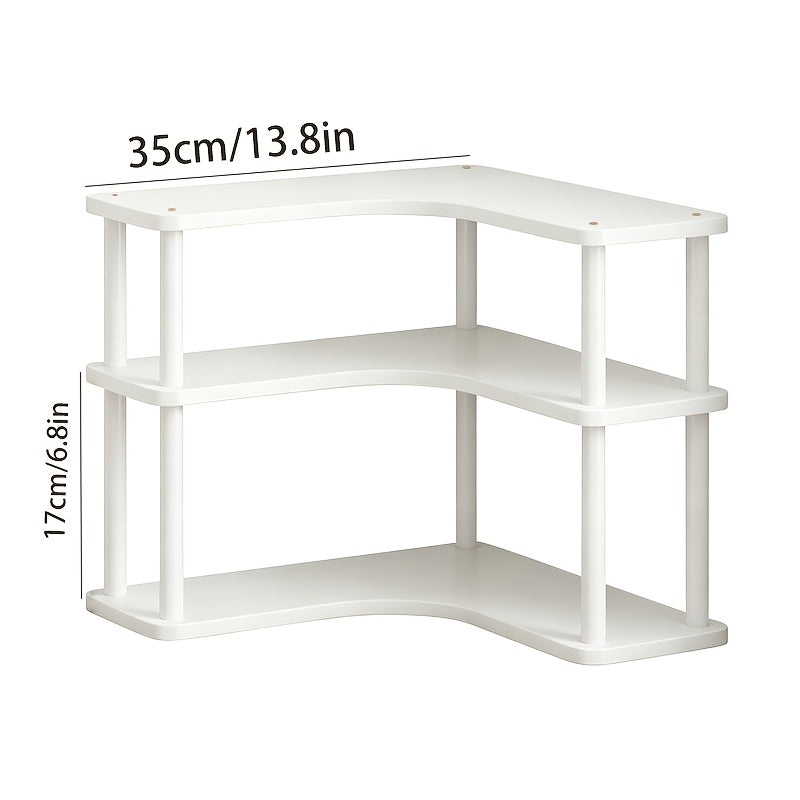 Triangular Design Fits Corner Storage Spaces. Oven Triangle Storage Rack Features Multi-tiered Design for Efficient Organization of Coffee Accessories, Cups, Kitchen Odds and Ends, and More. Countertop Storage., Corner Shelves