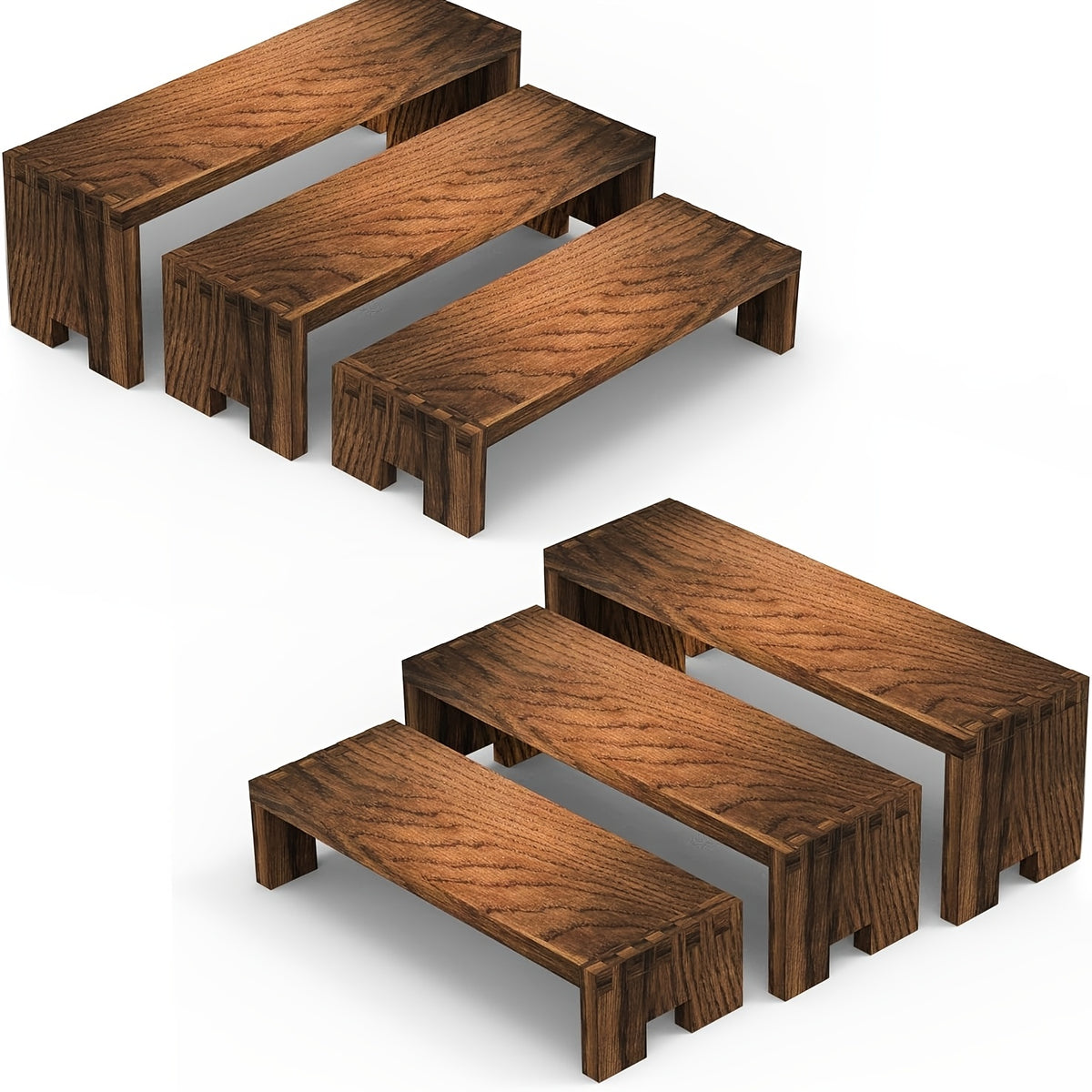6/8pcs 2 Set Large Wooden Tiered Risers Display Stands for Vendor Events,Stackable Wooden Cupcake Display Stand,Farmhouse Decor Wood Dessert Table Display Set,Vendor Booth Display Items,Food Display Risers for Party