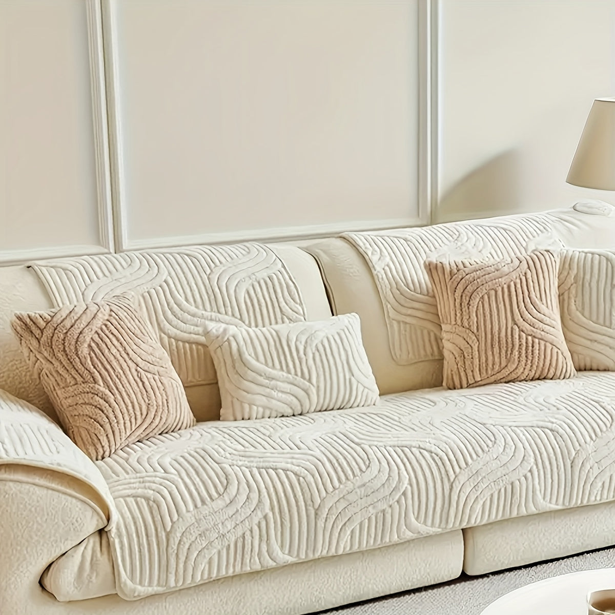 1pc of Thick, Quilted Sofa Cushion That Is Stylish, Durable, Warm, And Non-Slip. This Plush Sofa Cover Is Breathable And Comfortable, Making It Perfect for Families with Pets. It Is Suitable for Use in The Bedroom, Office, Living Room