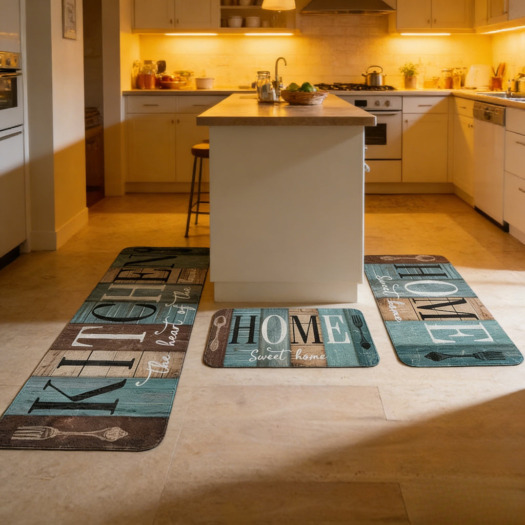 3pcs Farmhouse Style Kitchen Floor Mat Set, Rectangular, Soft, Suitable for Kitchen, Bathroom, Bedroom And Living Room, Home Decoration, Kitchen Rugs, Gifts for Friends And Family, Kitchen Accessories, Halloween Decorations