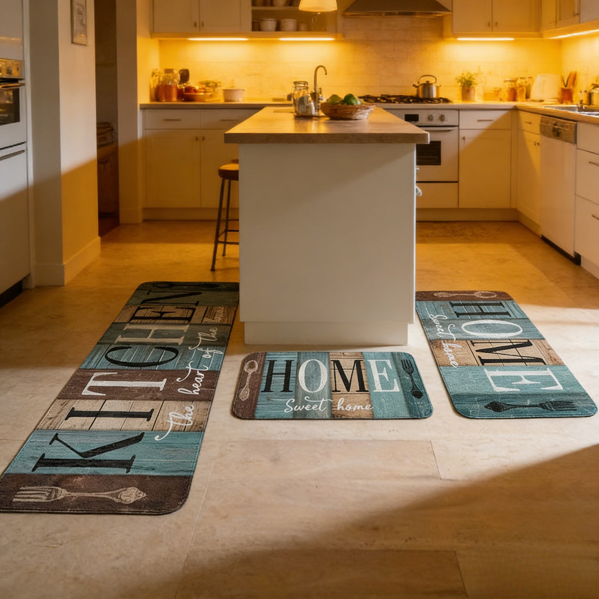 3pcs Farmhouse Style Kitchen Floor Mat Set, Rectangular, Soft, Suitable for Kitchen, Bathroom, Bedroom And Living Room, Home Decoration, Kitchen Rugs, Gifts for Friends And Family, Kitchen Accessories, Halloween Decorations