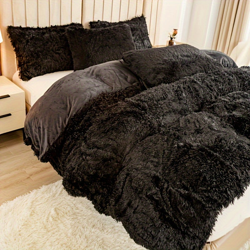 Plush Duvet Cover Set with 2 Pillowcases, 3-Piece Zipper Closure Bedding in Solid and Tie Dye Colors for Bedrooms, Guest Rooms and Dorms, No Insert