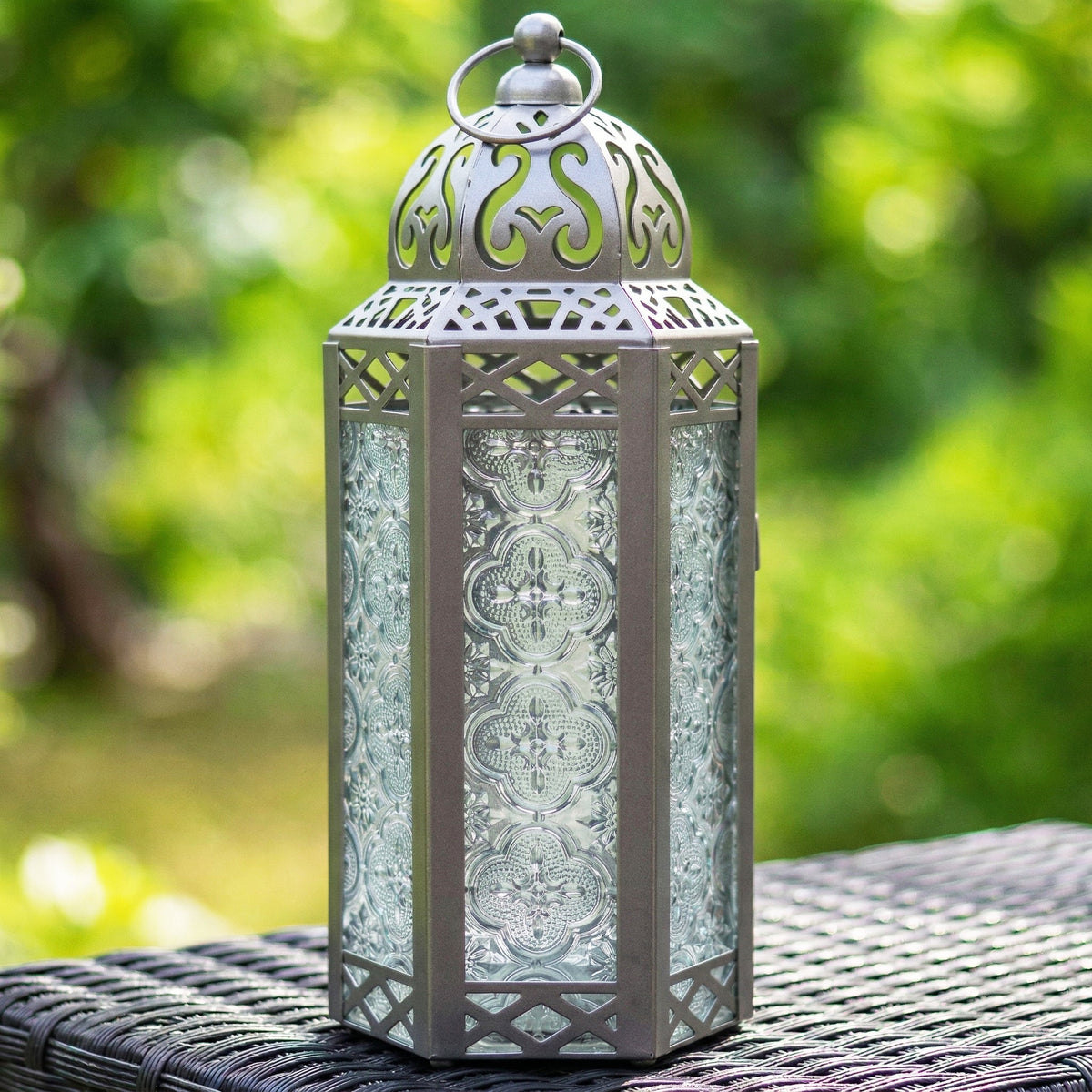 Decorative Moroccan Candle Lantern Holder, Medium, 10.5" Tall