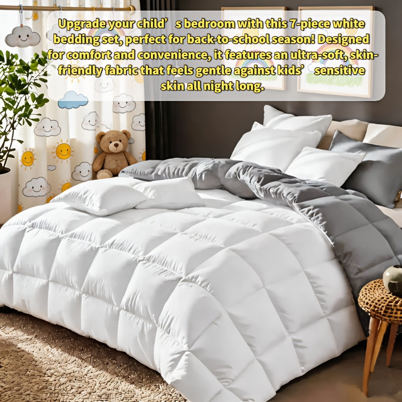 Colorful Comforter Set with Sheets, 7-Piece Lightweight Bed in a Bag with Pillowcases and Shams in Full, Queen and King for All-Season Bedroom Comfort