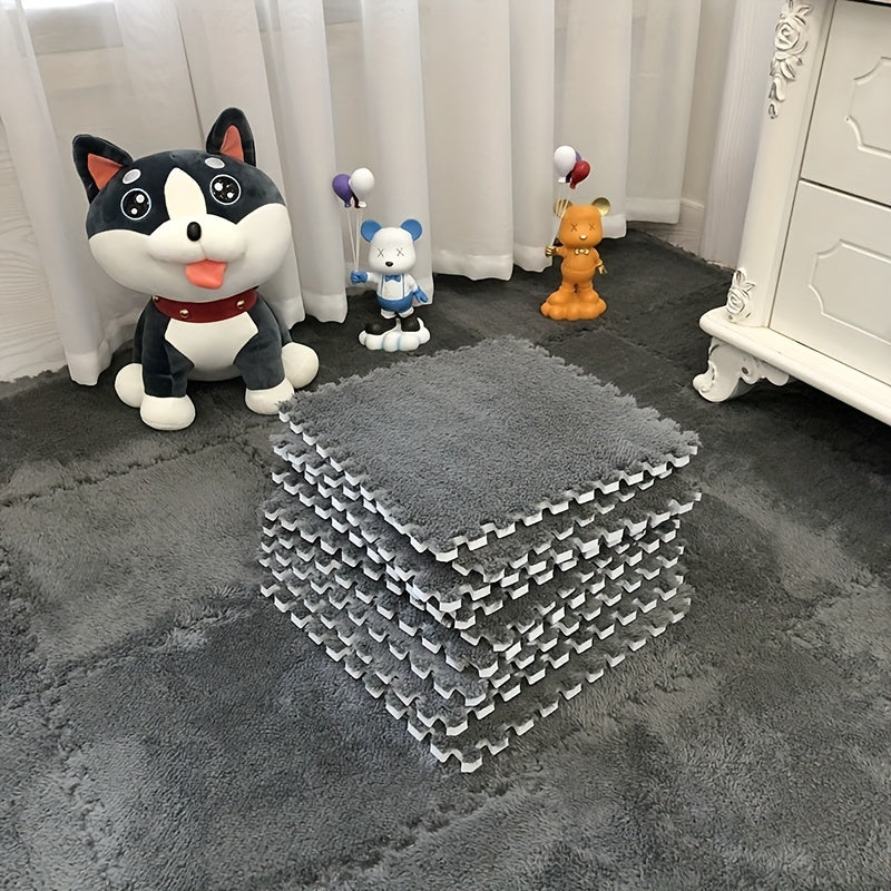 12pcs Interlocking Foam Floor Tiles in Solid Color Gray/White/Black - Soft, Washable, Non-Slip EVA Mats for Bedroom, Living Room, Home Decor, Pet Spaces, And More