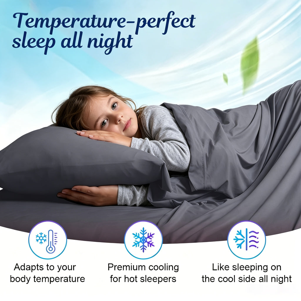 4pcs/6pcs Bamboo Cooling Queen Size Sheet Set - Children Bedding, Breathable and Comfortable - Fit for Hot Sleepers and Sweats, Pillowcases, Flat Sheet and Fitted Sheet - A Perfect Gift