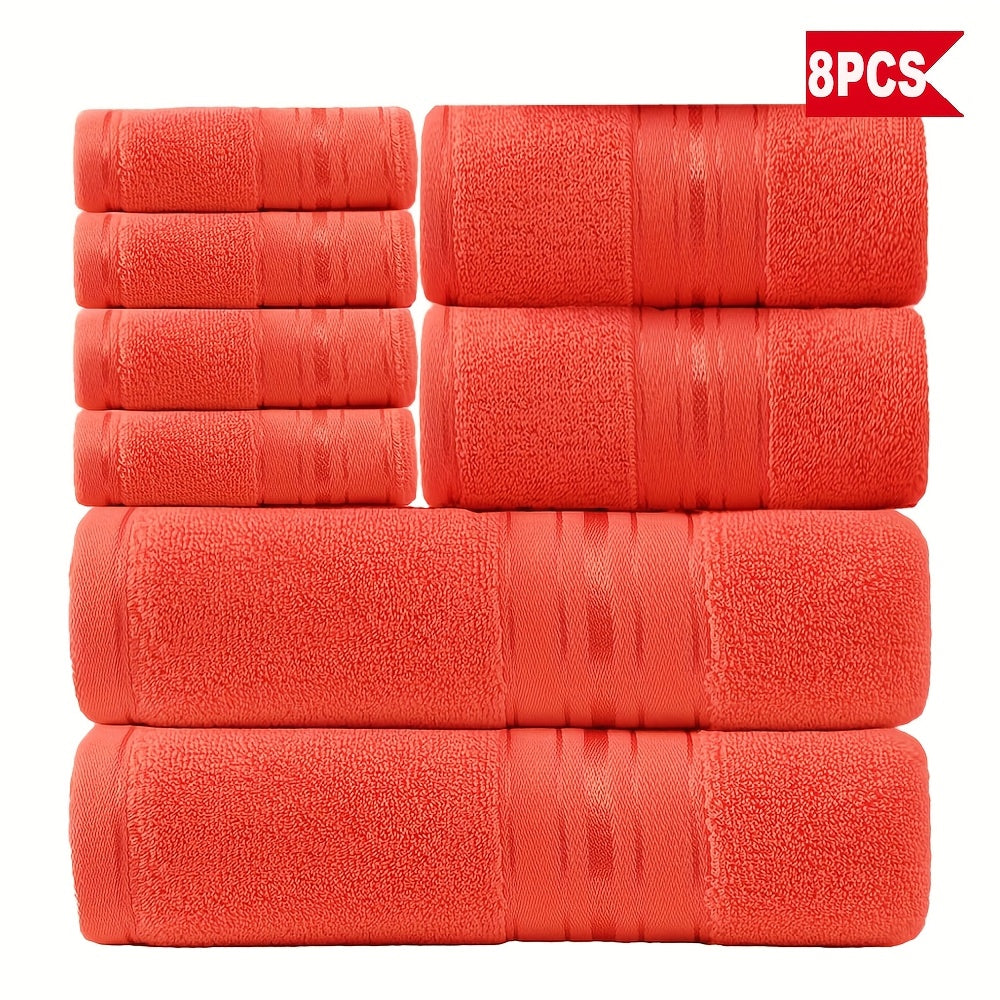 Luxury 8pcs Bath Towel Set, 100% Cotton Premium Hotel Quality, Includes 2 Bath Towels, 2 Hand Towels, 4 Washcloths, Soft Absorbent Spa Towel Collection, Ideal for Bathroom, Hotel, SPA