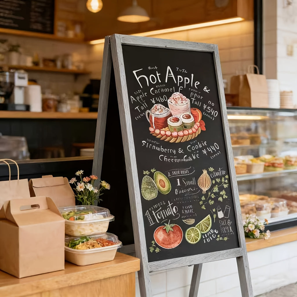 Chalkboard, A-Frame Sidewalk Chalkboard Sign, Rustic Menu Display for Restaurant