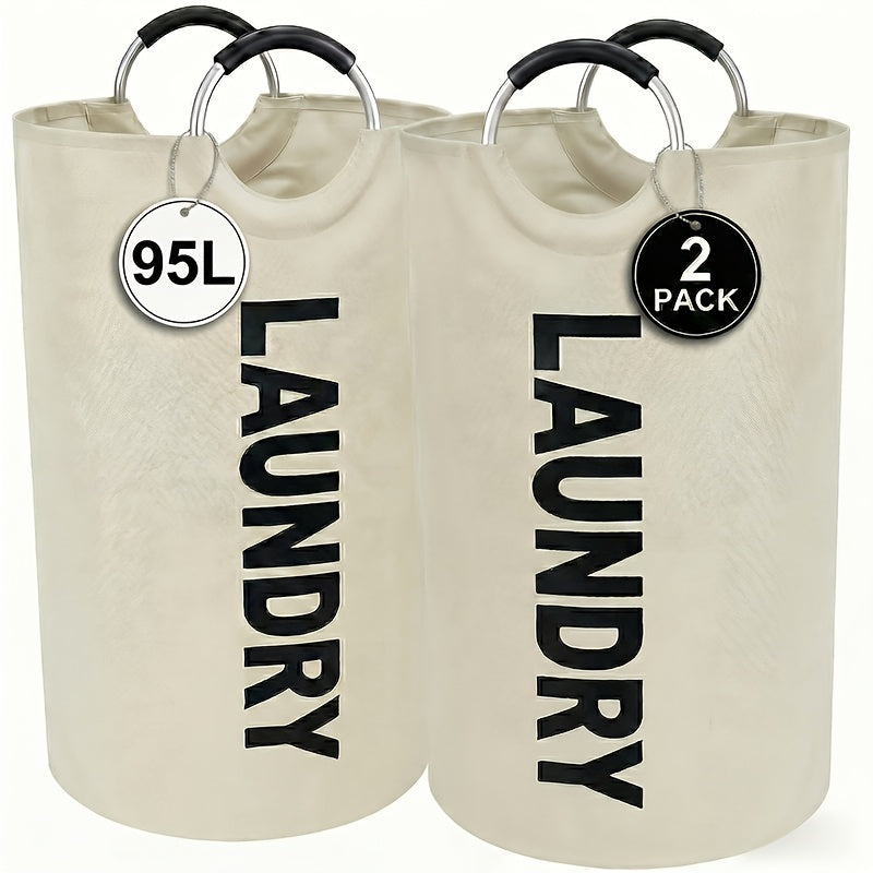 2pcs Large Laundry Basket | Foldable, Elevated, High Quality With Half Ring Handle Design | Brand: Moonrise