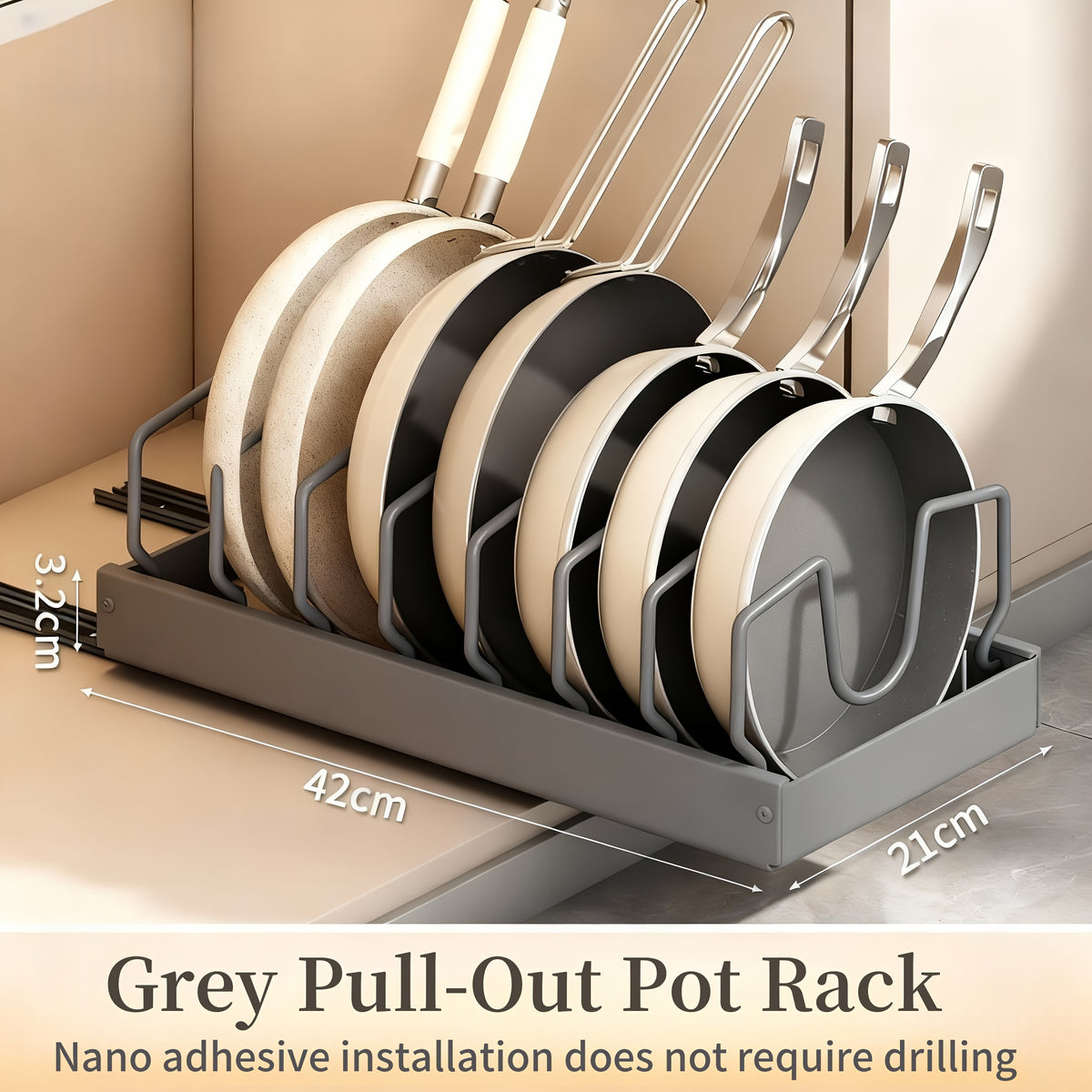 1/2pcs Pull-Out Pot And Pan Storage Box for Cabinets, Kitchen Sliding Lid Rack And Pan Holder, Cabinet Sliding Storage Box for Storing Lids, Baking Tools, And Plates, 8/16 Adjustable Dividers, Kitchen Decor And Additions Pots And Pans Organizer