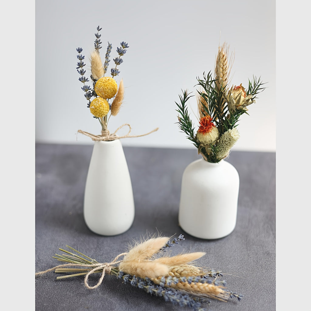 Dried Flower Bouquet with Pampas Grass - Bohemian Wedding Centerpieces, Dried Cake Flowers & Boutonnieres for Groom/Best for Man - Low Maintenance Wedding, & Decor - -Lasting Botanical Arrangement