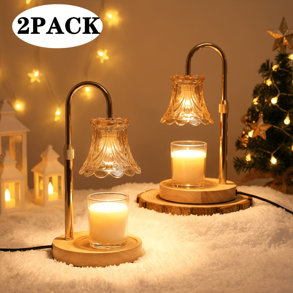 2-Pack Flower Candle Warmer Lamp, Adjustable Height, With Timer Dimmer, Room Decor Wax Melt Warmer For Scented Wax, Gift For Mom (no Bulb Included)