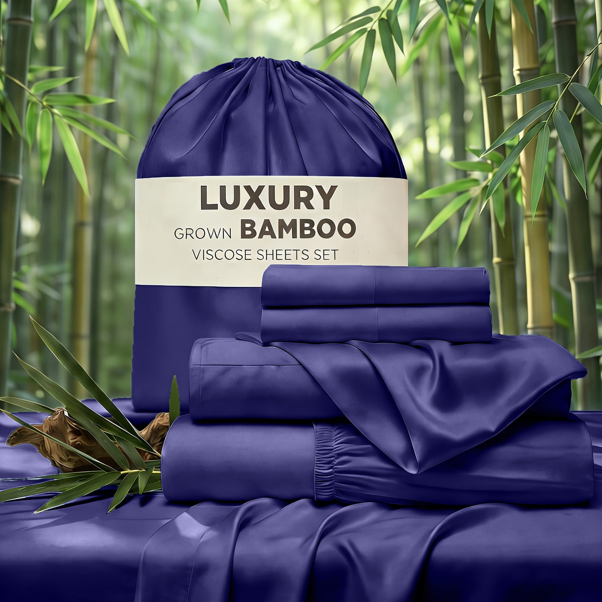 4pcs Hotel Luxury Bed Sheet & Pillowcase Set - Ultra Soft Rayon Derived From Bamboo, Wrinkle Fade & Stain Resistant, 14" Deep Pocket, Easy Care Bedding for Bedroom & Kids Room Decor