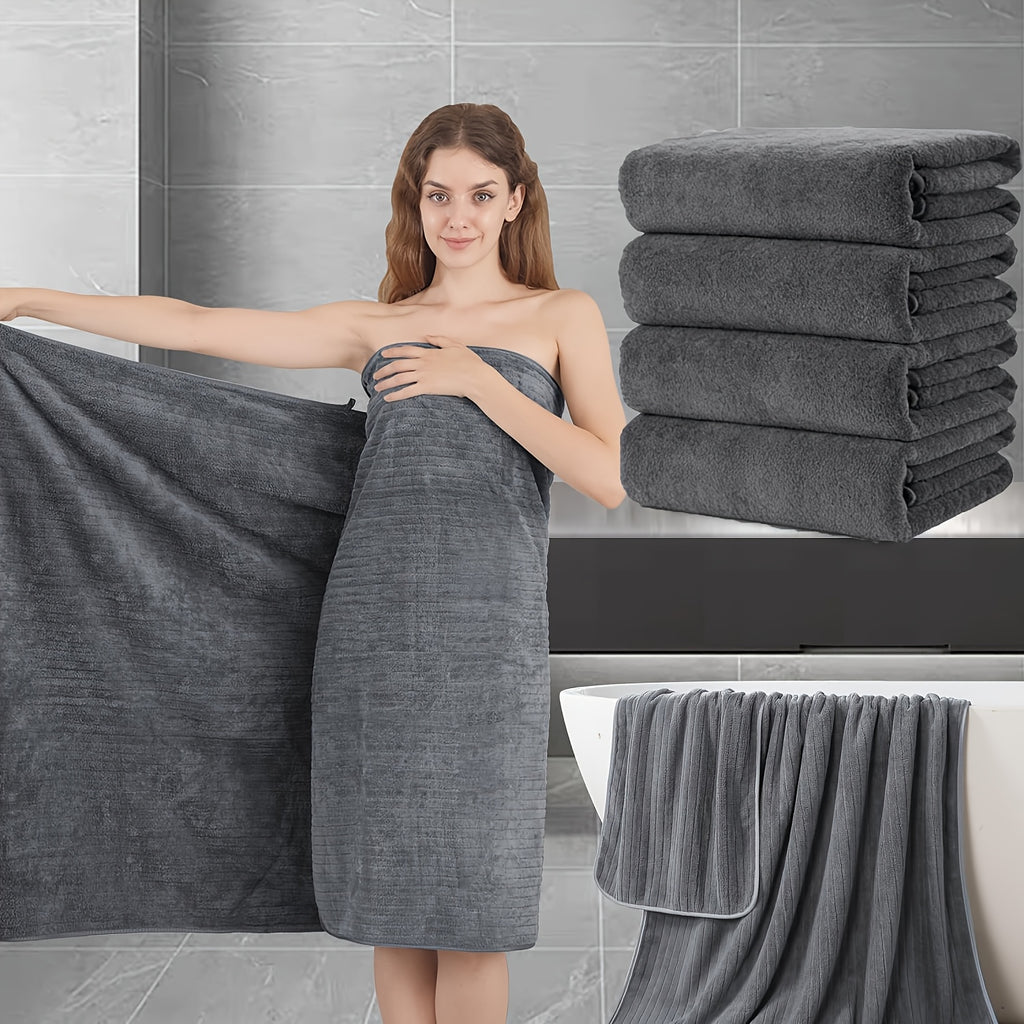 4pcs Extra-Large Bath Towels 31 X 62 Inches - Quick-Dry, Super Absorbent And Skin-Friendly, Plush Yet Lightweight, 285 GSM - Perfect for Bathroom