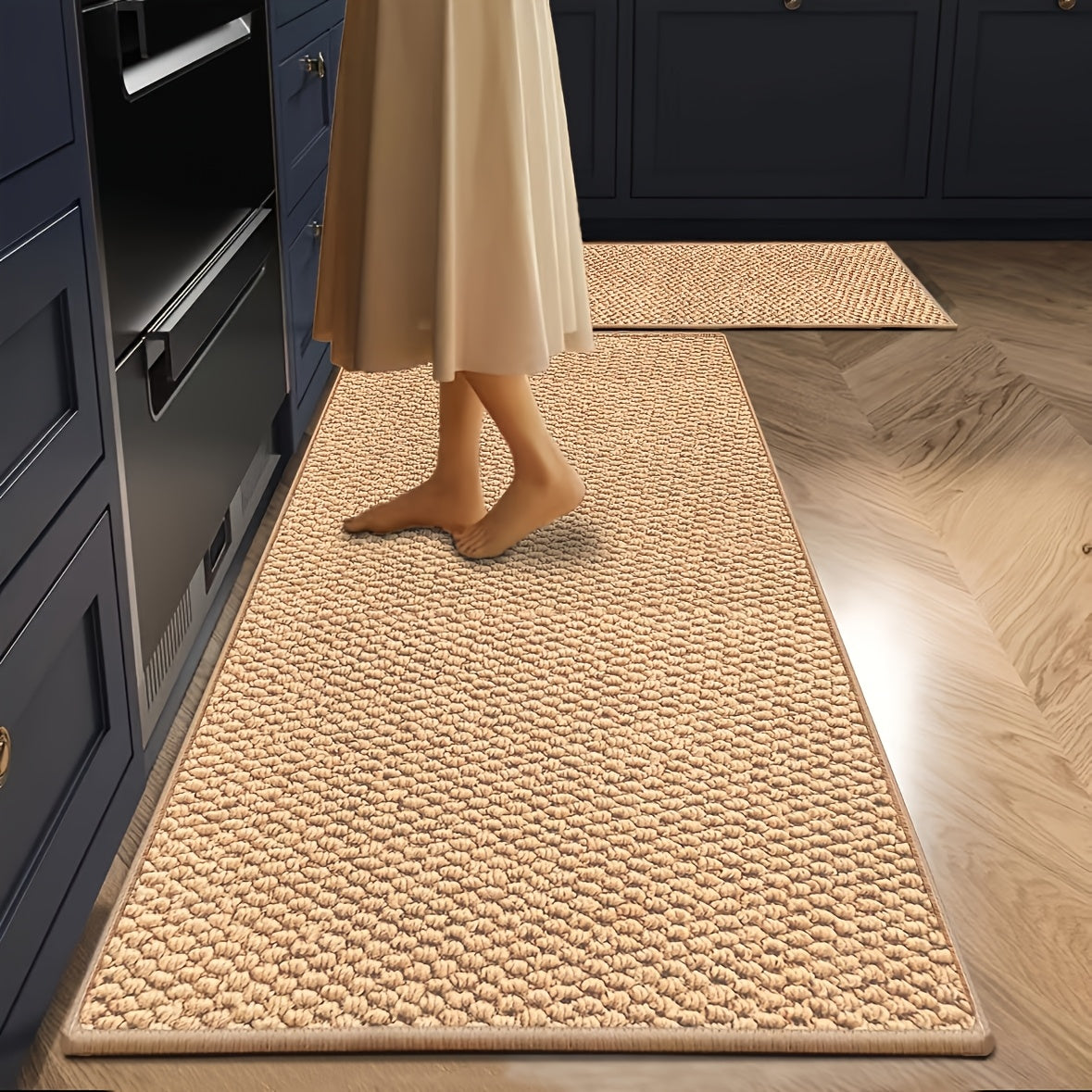 1300Gsmswordfish And Pineapple Design Kitchen Runner Mat Washable for Hallway Laundry Room Bathroom Entrance Beige