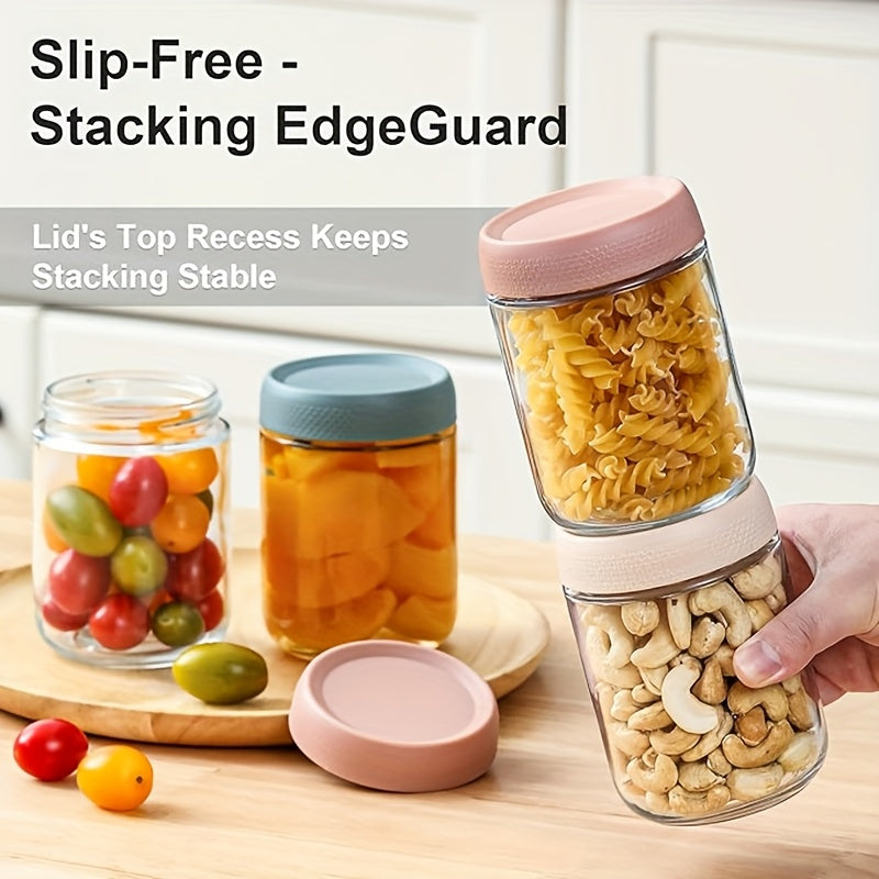 6-pack 16oz Overnight Oats Containers with Lids, Glass Jars with Airtight Lids, Wide Mouth Mason Salad Jars, Glass Food Storage Containers for Snacks Yogurt Spice Sugar