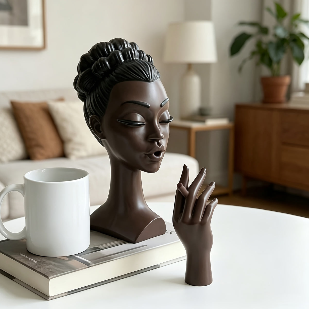 Free Delivery! Handcrafted Exquisite Black Incense Burner - High Resin Meditation Statue, Quiet Airflow Design, Solid Base And Stable Flameless Running, Suitable for Home Decor, Yoga Room, Relaxation Space - Art Deco Style Smokeless Aromatherapy