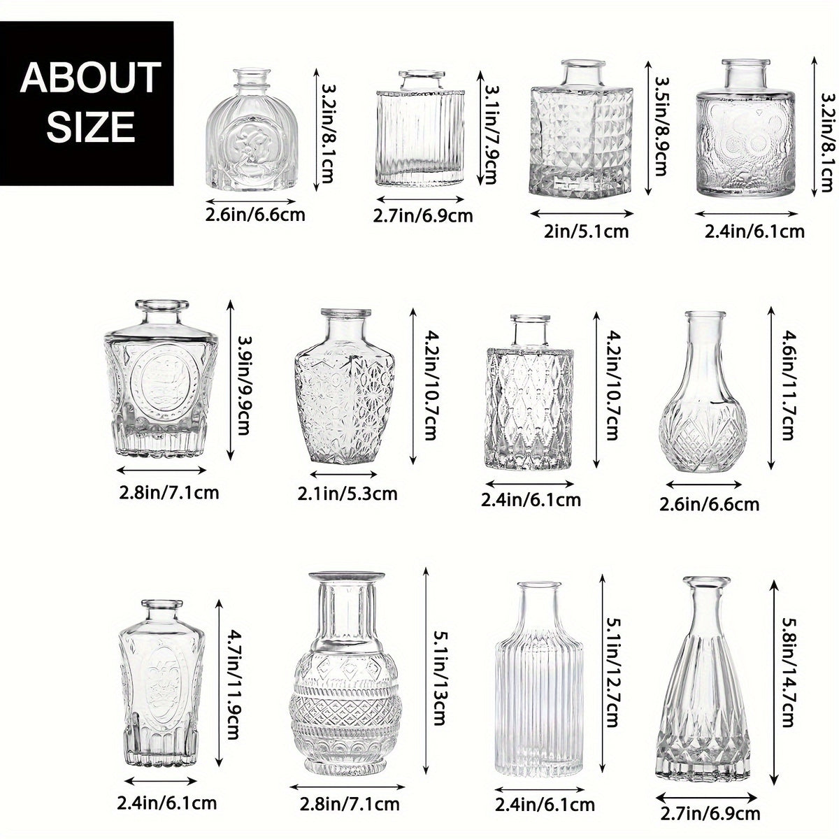 TOMNK Glass Bud Vases In Bulk, Flower Vases For Flowers In Bulk For Rustic Wedding Home Table Decorations, Can Be Used As A Gift For Weddings, Anniversaries, Birthdays, Weddings, Or Housewarming Banquets, For Halloween And Christmas