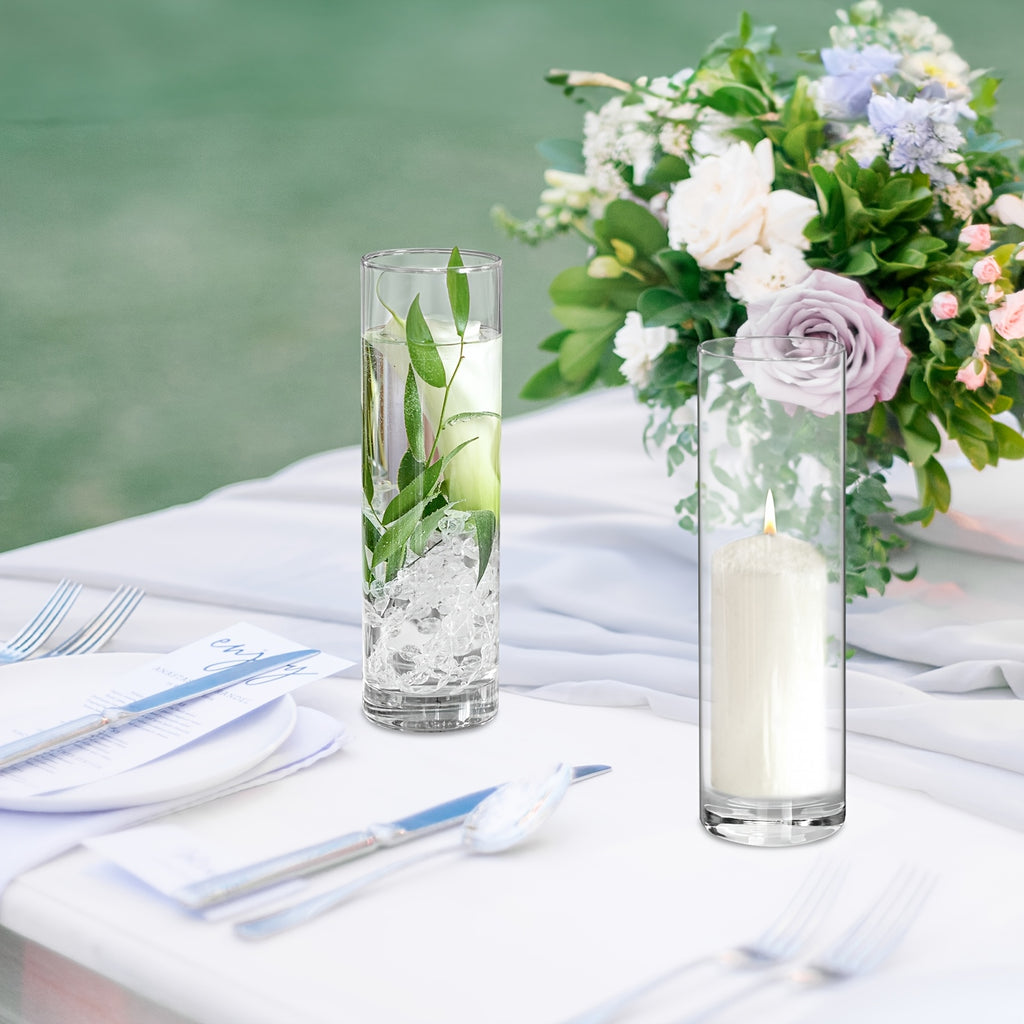 TOMNK 15/30/50pcs Glass Cylindrical Vase for Centerpiece, Clear Small Vase, Handmade Slender Vase Wedding Table Decoration Single Rose Vase Bulk, Home Aesthetics Desk Decoration, Party Decoration
