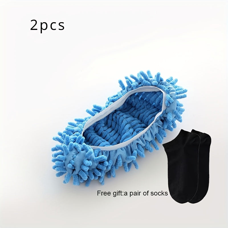 Lazy Mop Slippers Reusable Detachable Washable Chenille Dust Mop Shoes Cover for Floor Cleaning No Electricity Household Cleaning Tool for Living Room Bedroom Halloween Christmas Gifts