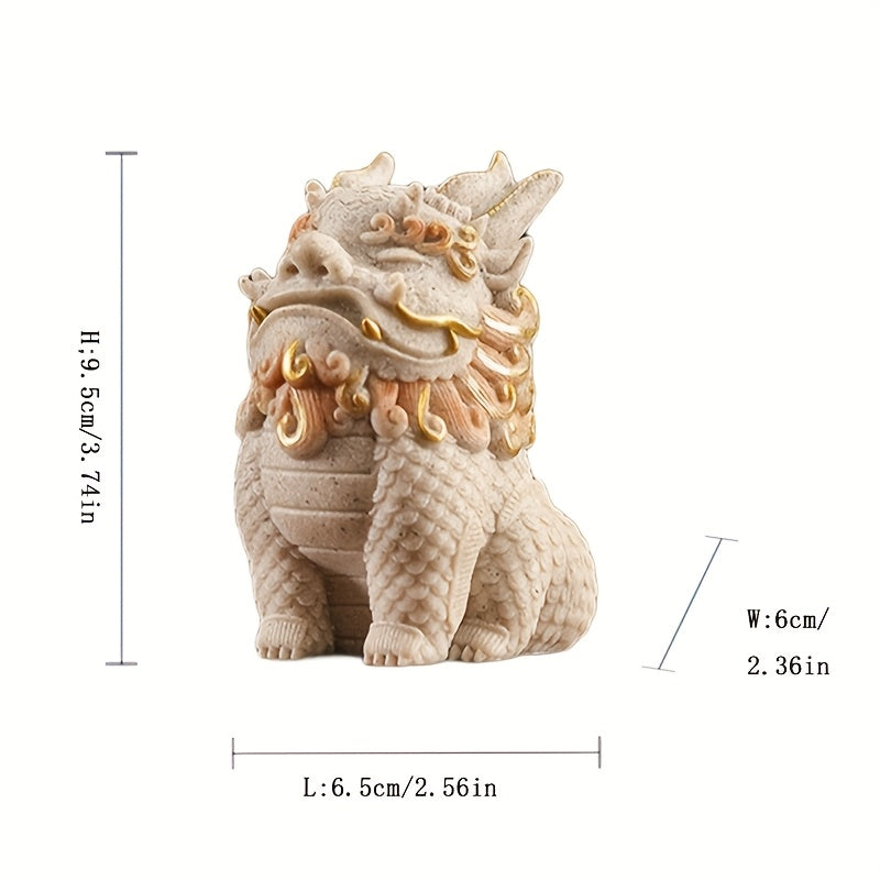 1pc of Pixiu Statue Symbolizing Wealth And Blessings - Designed As a Mythical Creature, Made from Stone with Detailed Golden Floral Designs, Perfect for Decorating Your for home Or Office, And an Excellent Gift for Living Room Or Cabinet Display