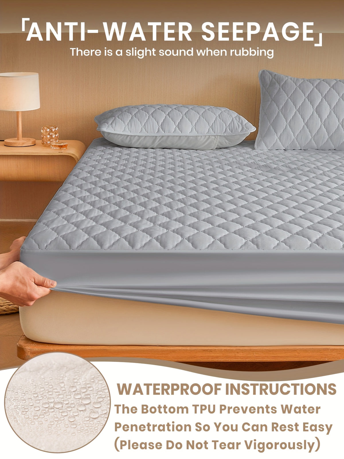 Embossed Mattress Protector with 12 Inch Pocket, Solid Color Fitted Bed Cover in Twin Full Queen and King Sizes, Seven Colors, No Pillowcases