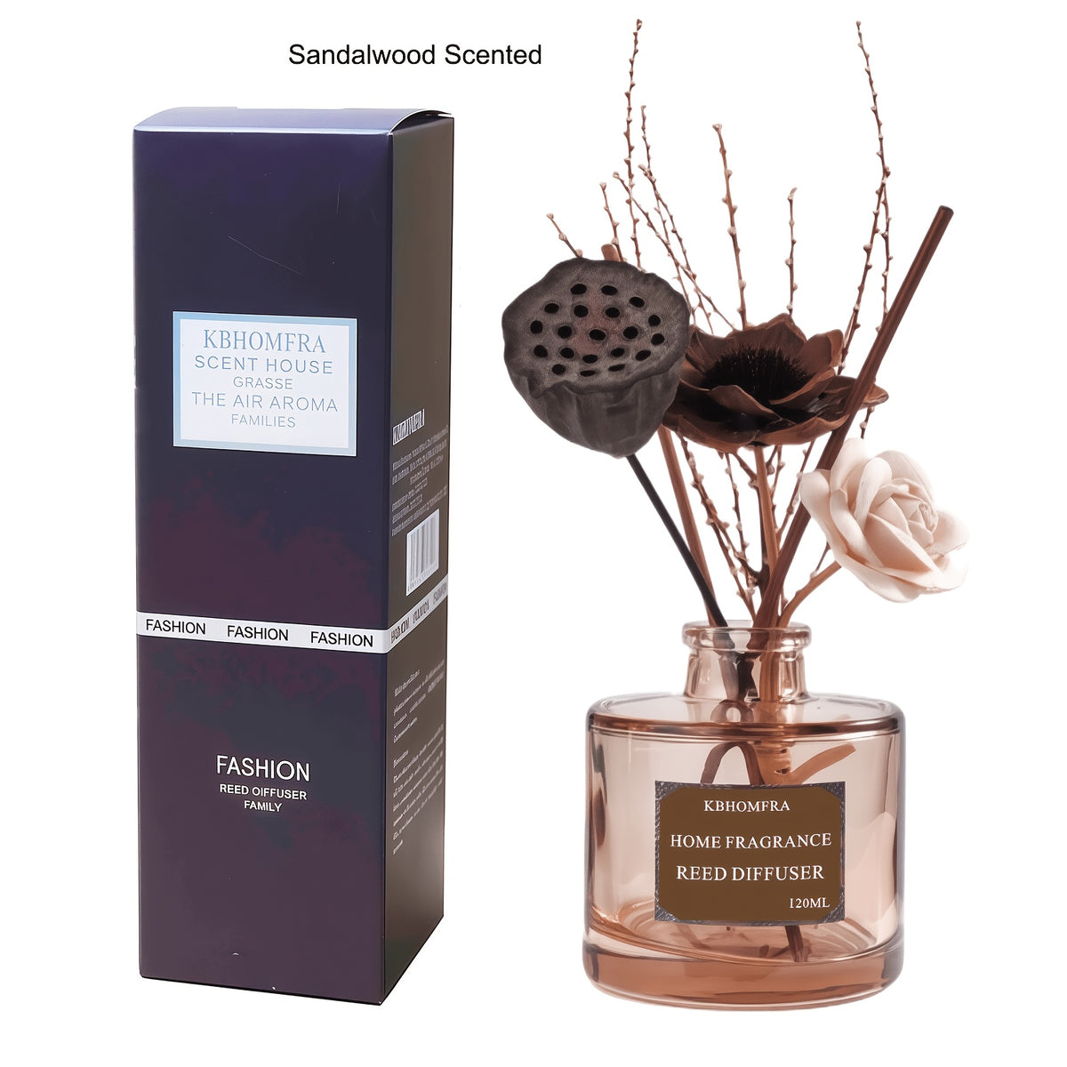 KBHOMFRA Rattan Reed Diffuser, Infused with the Fragrance of Jasmine, Cedarwood, and Gardenia, Paired with Autumn-themed Dried Flowers and Rattan Reeds. Contains 4.06oz of Essential Oil for Long-lasting Fragrance, up to 90 Days. Suitable for Living