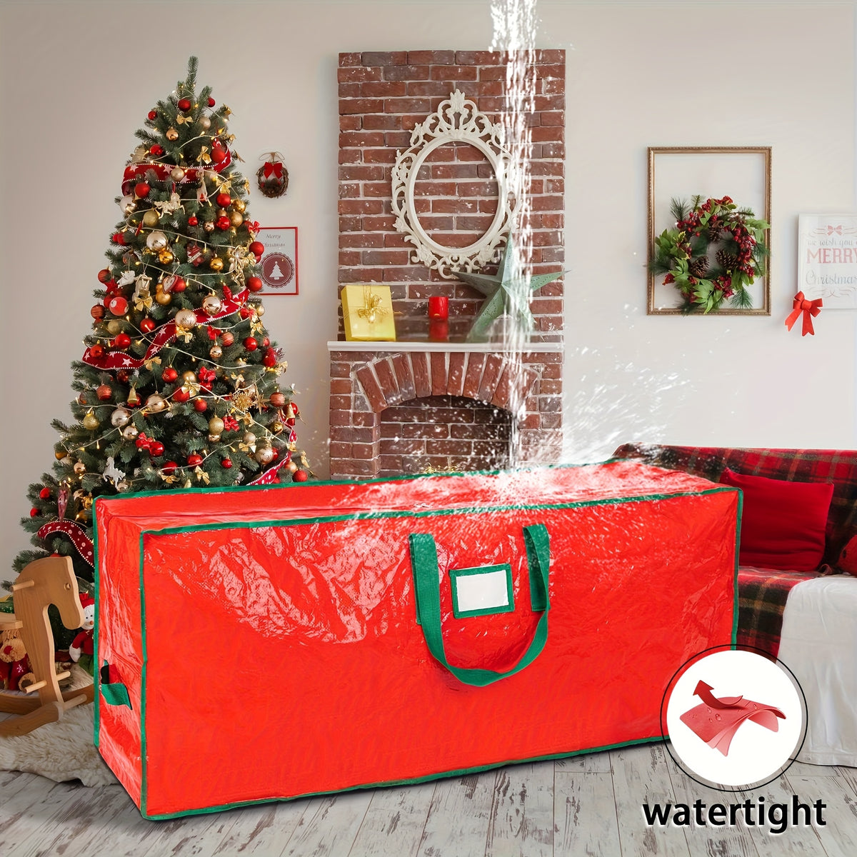 7.5ft Christmas Tree Storage Bag - Durable Heavy Duty Extra Large Artificial Xmas Holiday Tree Bag with Reinforced Handles And Dual Zippers Wide Opening - Red, Tree Storage