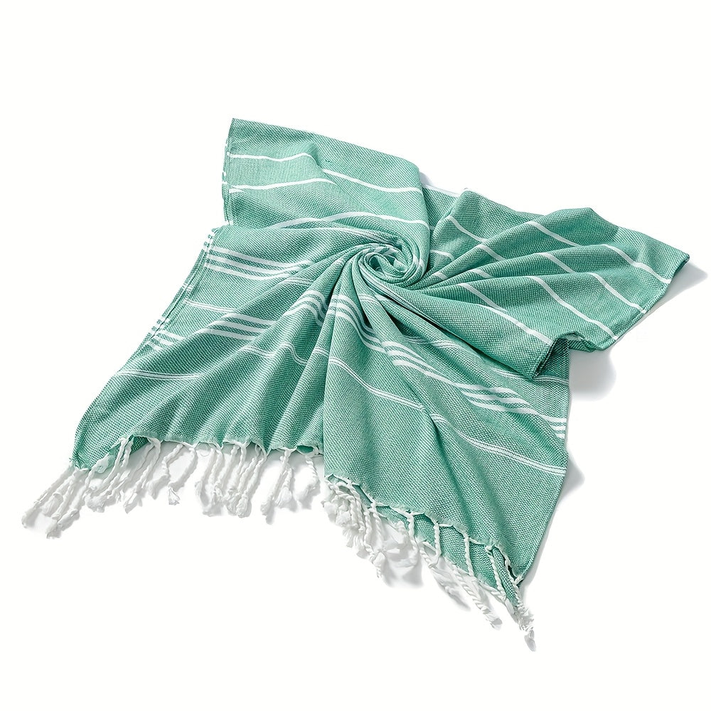 1pc Classic Series Durable And Shrink-Resistant Turkish Striped Beach Towel, Lightweight And Quick-Drying, Oversized at 90X180Cm/35. 5X71Inch, Suitable for Pools, Travel, And Outdoor Use, Soft And Sand-Resistant, Available in Various Colors