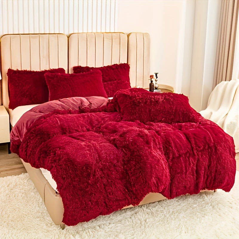 Plush Duvet Cover Set with 2 Pillowcases, 3-Piece Zipper Closure Bedding in Solid and Tie Dye Colors for Bedrooms, Guest Rooms and Dorms, No Insert