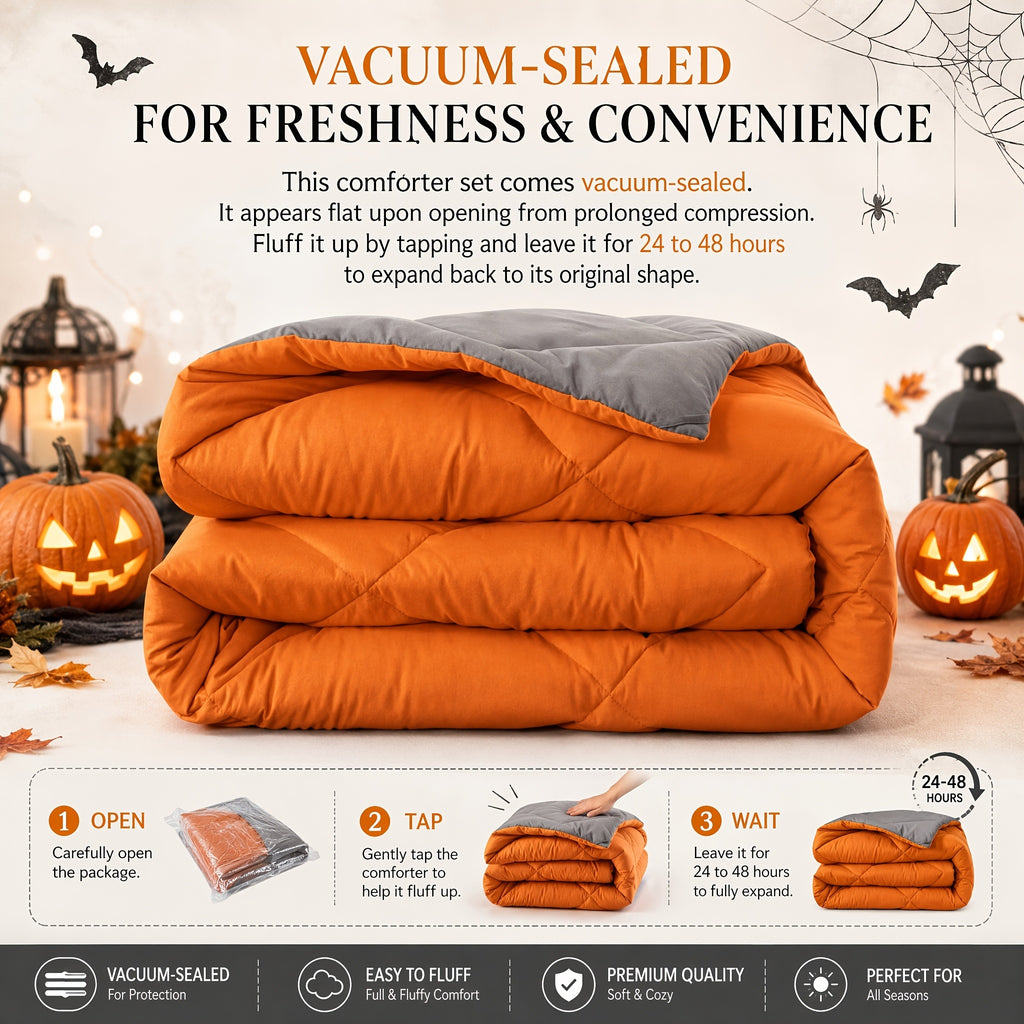 Cosybay 7 Piece Luxurious Comforter Set Queen/King/Full Size, Bed In A Bag Bedding Includes 1 Comforter, 1 Bed Sheet, 1 Fitted Sheet, 2 Pillowcases, 2 Pillow Shams, Soft Complete Bedding for Home Hotel, Perfect for Halloween Holiday, Birthday